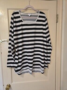 Lularoe Black & White Striped Long Sleeve Women's Tunic